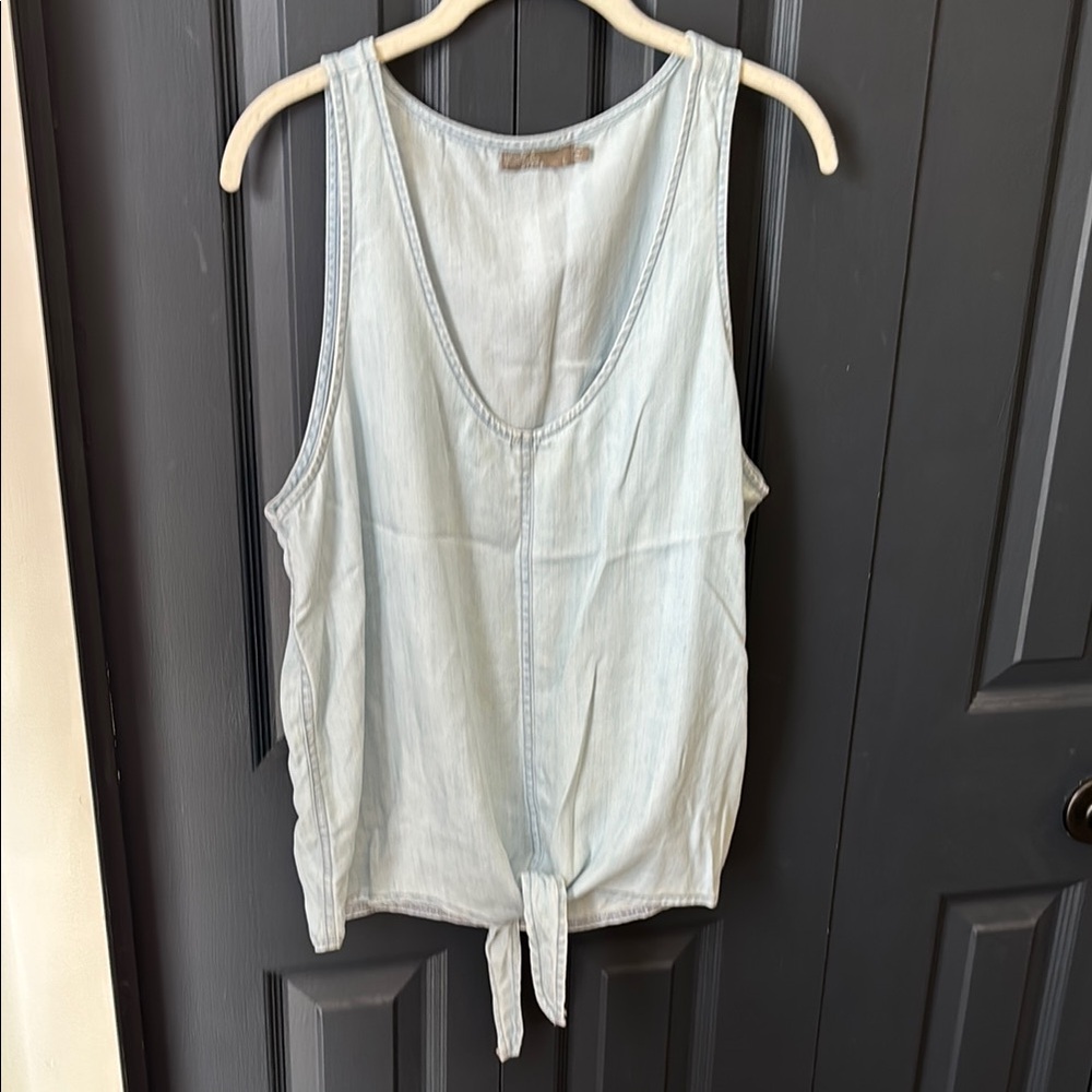Prana Denim Tank Light Blue Sleeveless Tie Top